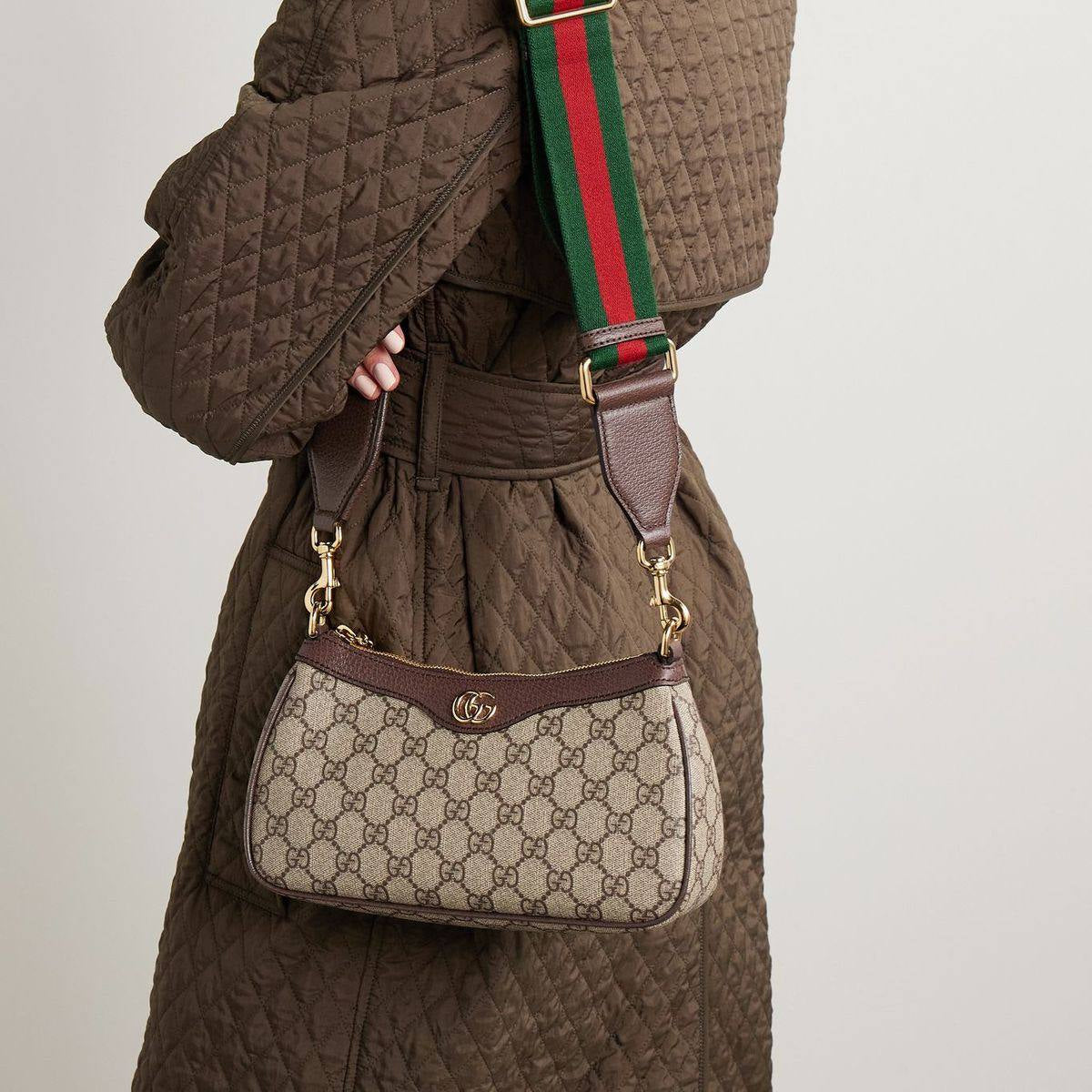 Gucci Ophidia GG Small Shoulder Bag with Strawberry Charm & Web Strap 🍓👜✨
