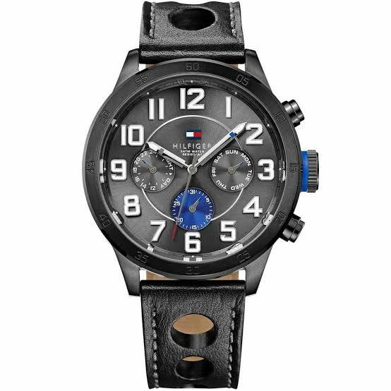Tommy Hilfiger Black Leather Watch ⌚⚫🏁