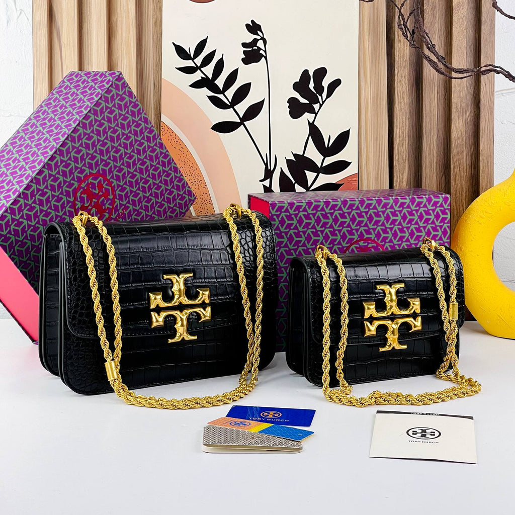 Tory Burch Brown Leather Bag with Gold Chain 👜✨