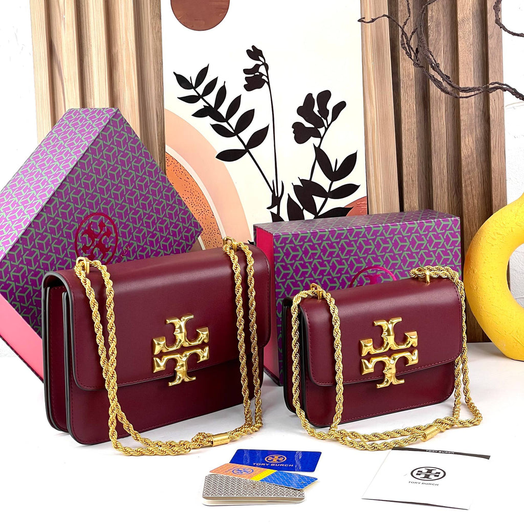 Tory Burch Brown Leather Bag with Gold Chain 👜✨