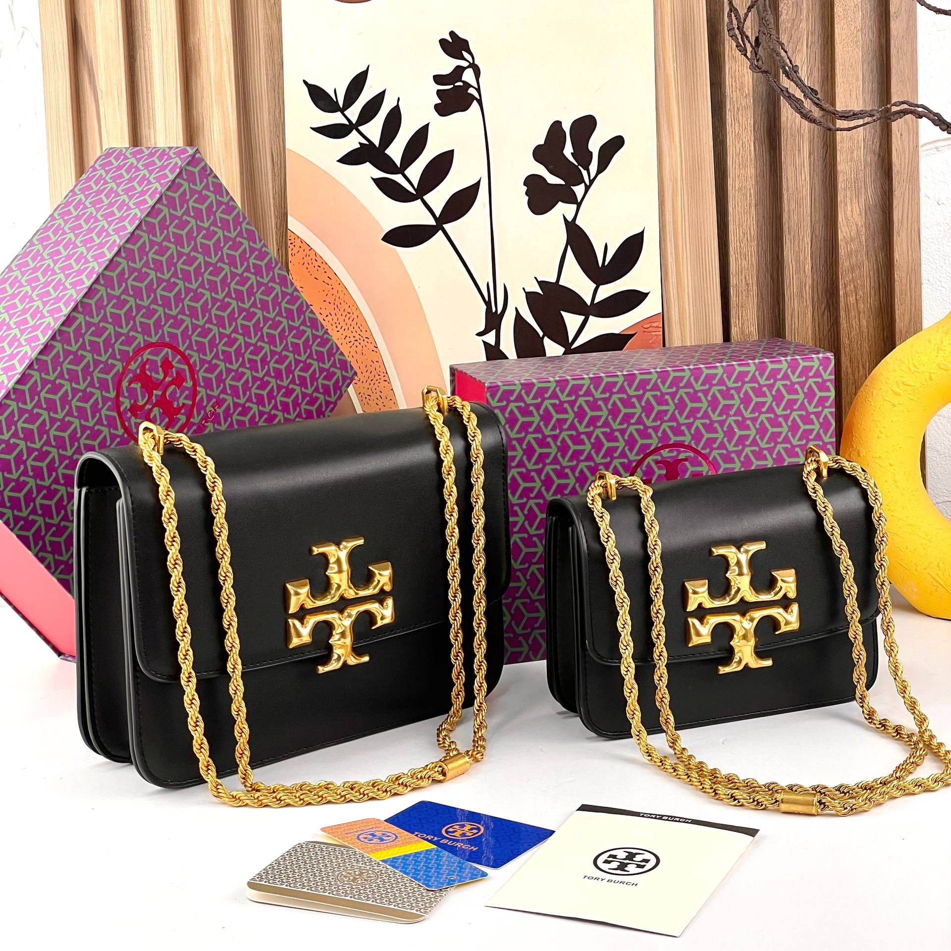 Tory Burch Brown Leather Bag with Gold Chain 👜✨