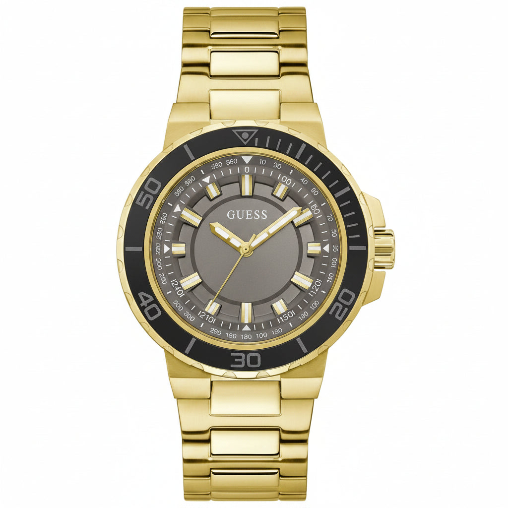 Guess Gold Tone Analog Watch with Dark Grey Dial ⌚✨