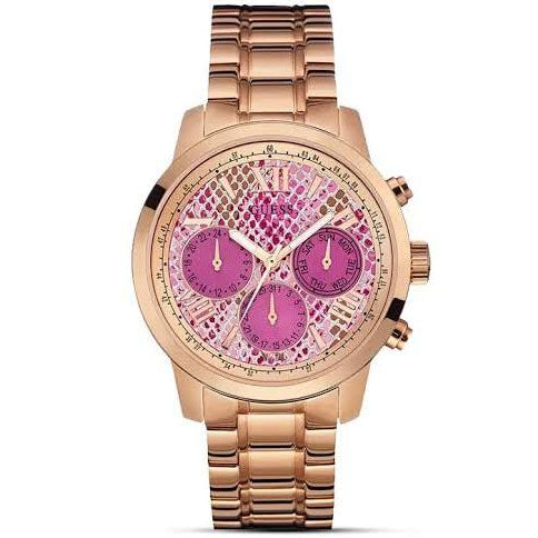 Guess Rose Gold Chronograph Watch with Exotic Snake Skin Dial 🐍⌚