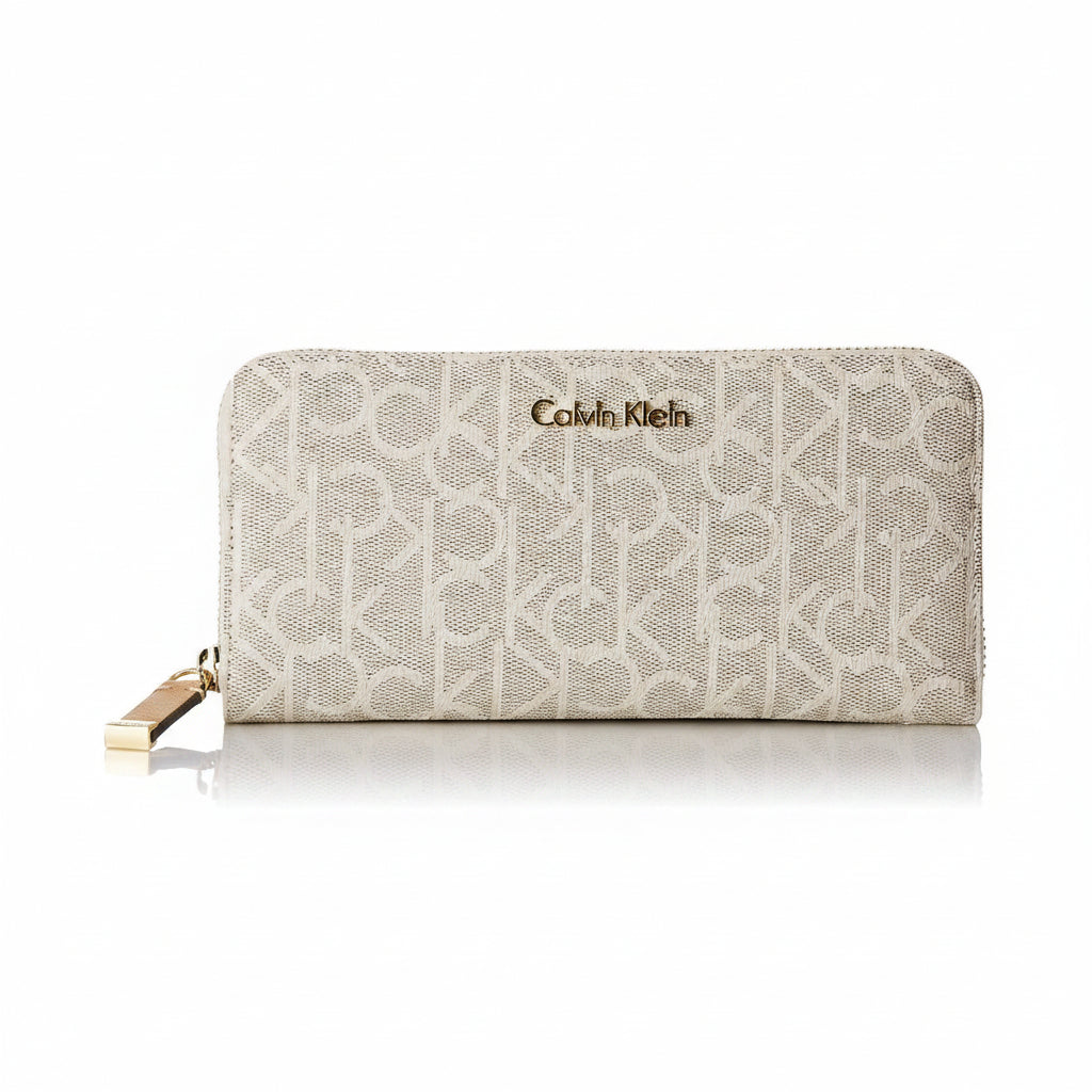 Calvin Klein Monogram Zip-Around Wallet in Beige and Brown 👜✨