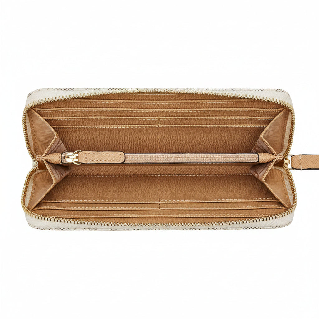 Calvin Klein Monogram Zip-Around Wallet in Beige and Brown 👜✨
