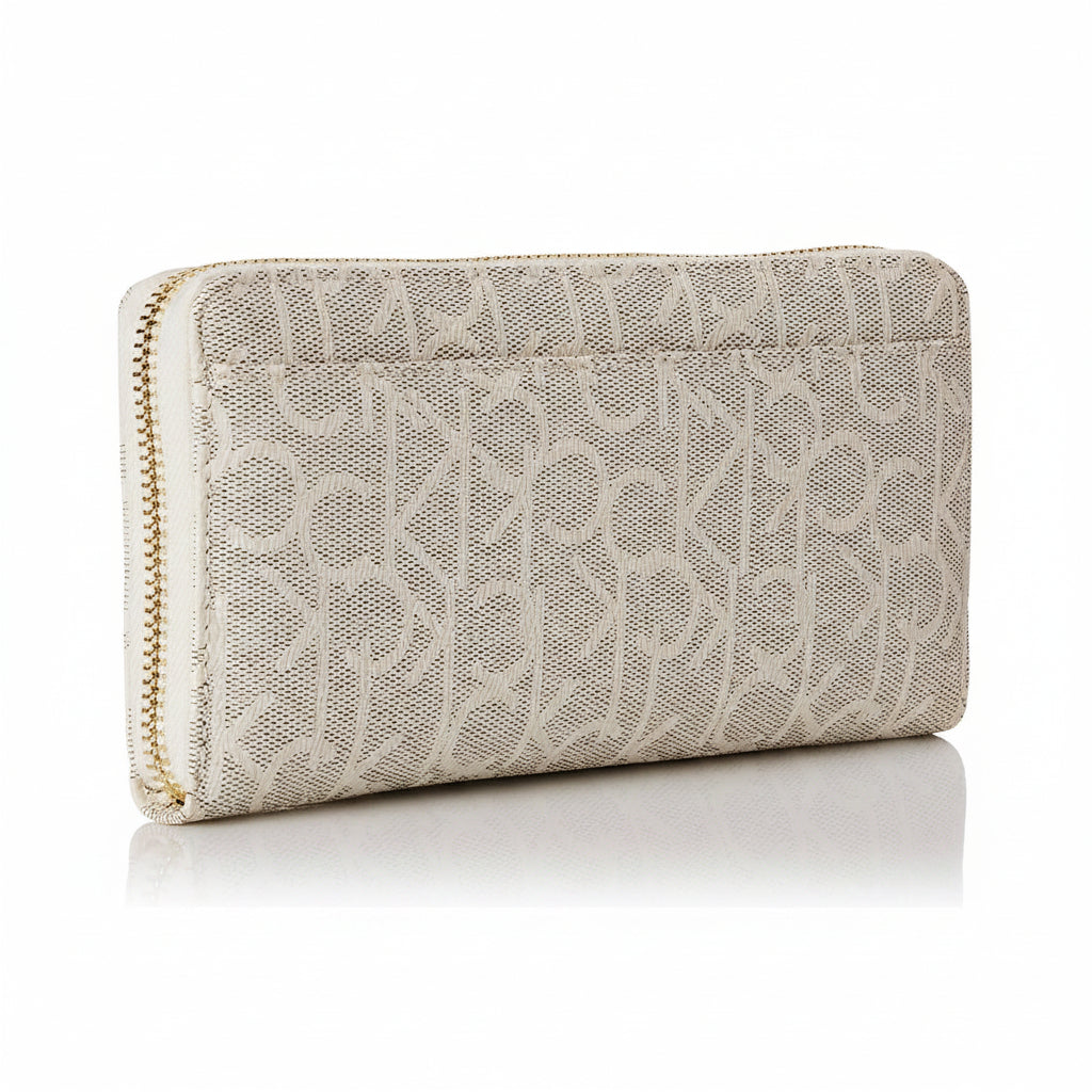 Calvin Klein Monogram Zip-Around Wallet in Beige and Brown 👜✨