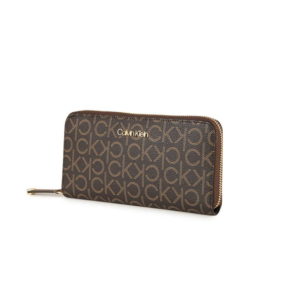 Calvin Klein Monogram Zip-Around Wallet in Beige and Brown 👜✨