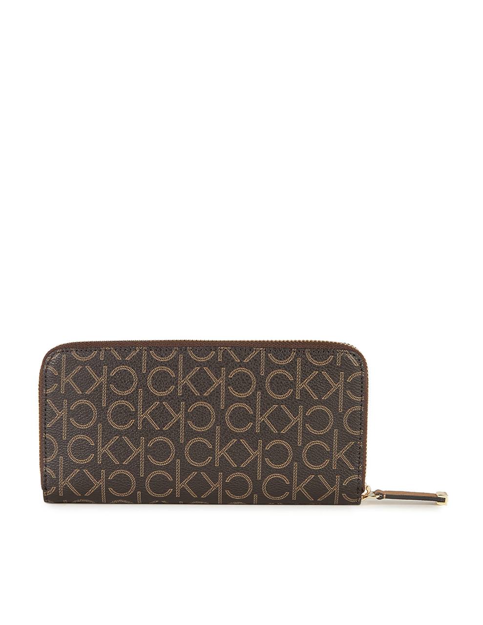 Calvin Klein Monogram Zip-Around Wallet in Beige and Brown 👜✨
