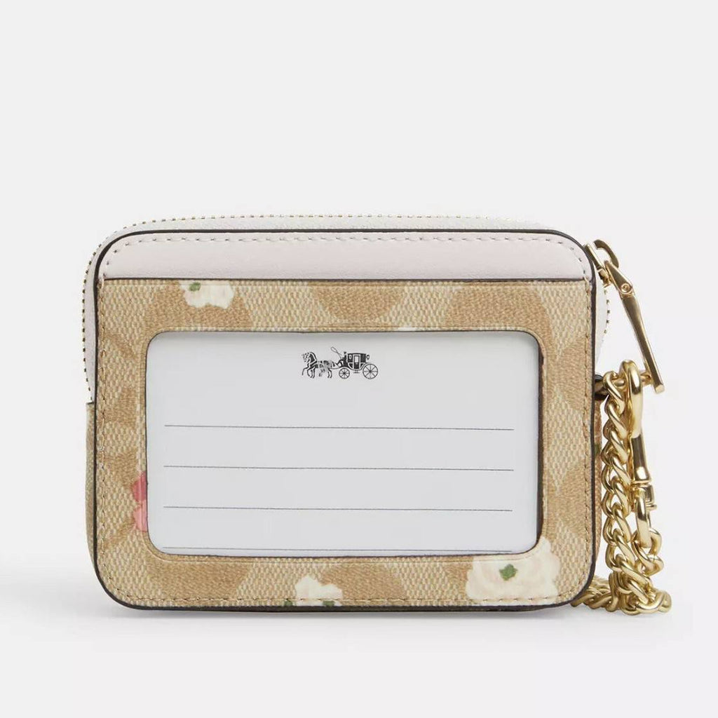 Coach Floral Print Leather Card Case with Gold-Tone Chain 🌸✨
