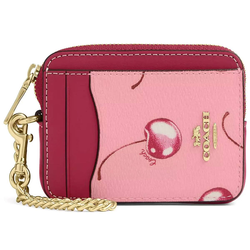 Coach Floral Print Leather Card Case with Gold-Tone Chain 🌸✨