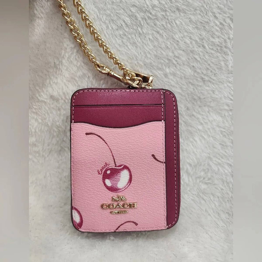 Coach Floral Print Leather Card Case with Gold-Tone Chain 🌸✨