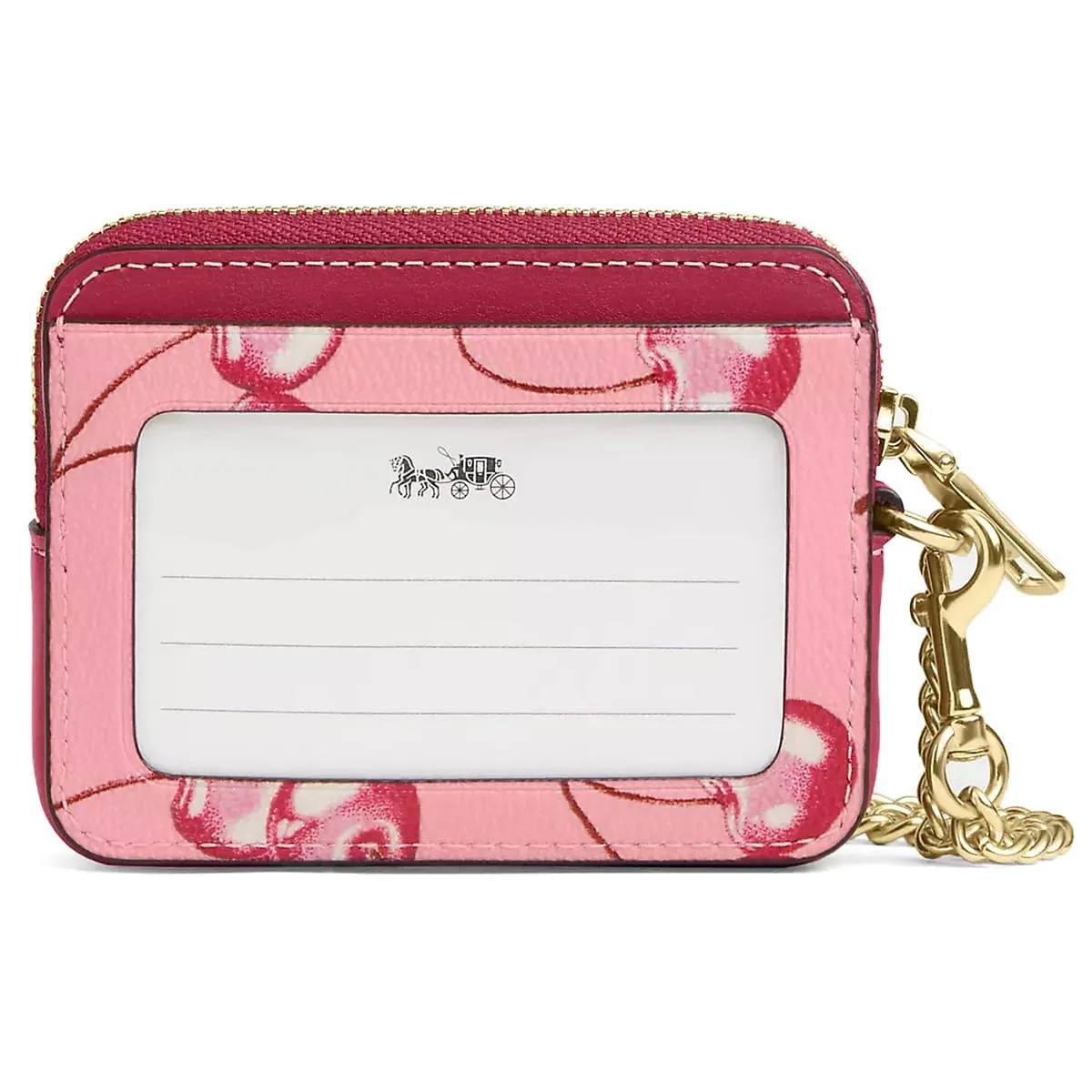 Coach Floral Print Leather Card Case with Gold-Tone Chain 🌸✨