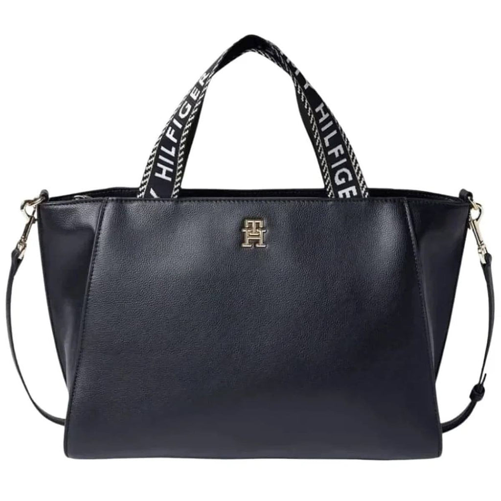 Tommy Hilfiger Black Tote Bag with Branded Logo Straps 👜✨