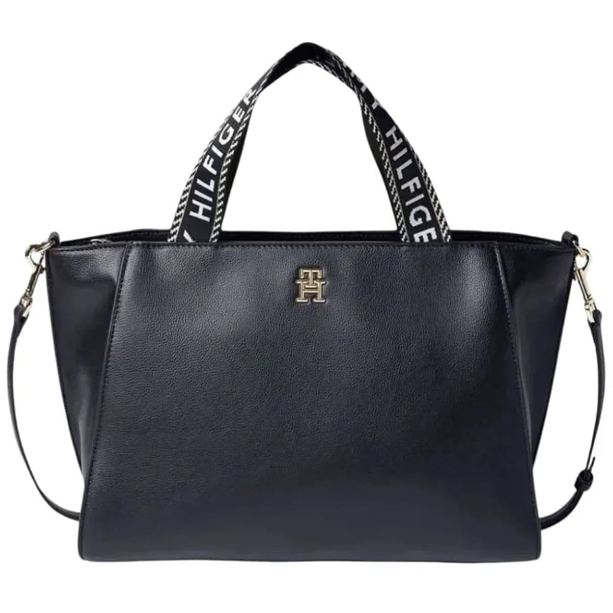 Tommy Hilfiger Black Tote Bag with Branded Logo Straps 👜✨
