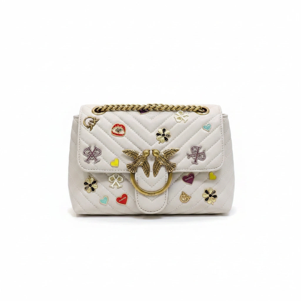 Pinko Quilted Crossbody Bag with Playful Pin Embellishments 🕊️✨