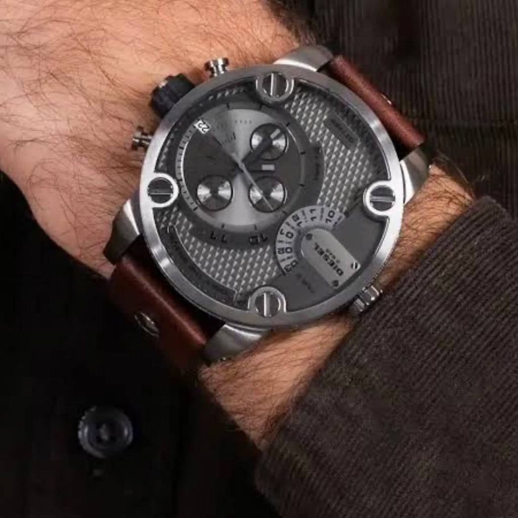 Diesel DZ7258 Dual Time Chronograph with Brown Leather Strap