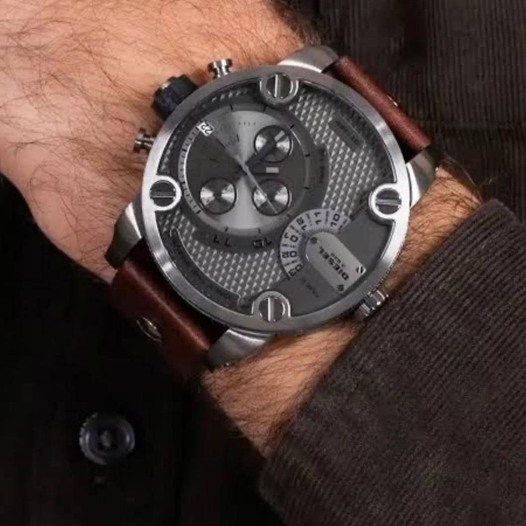 Diesel DZ7258 Dual Time Chronograph with Brown Leather Strap