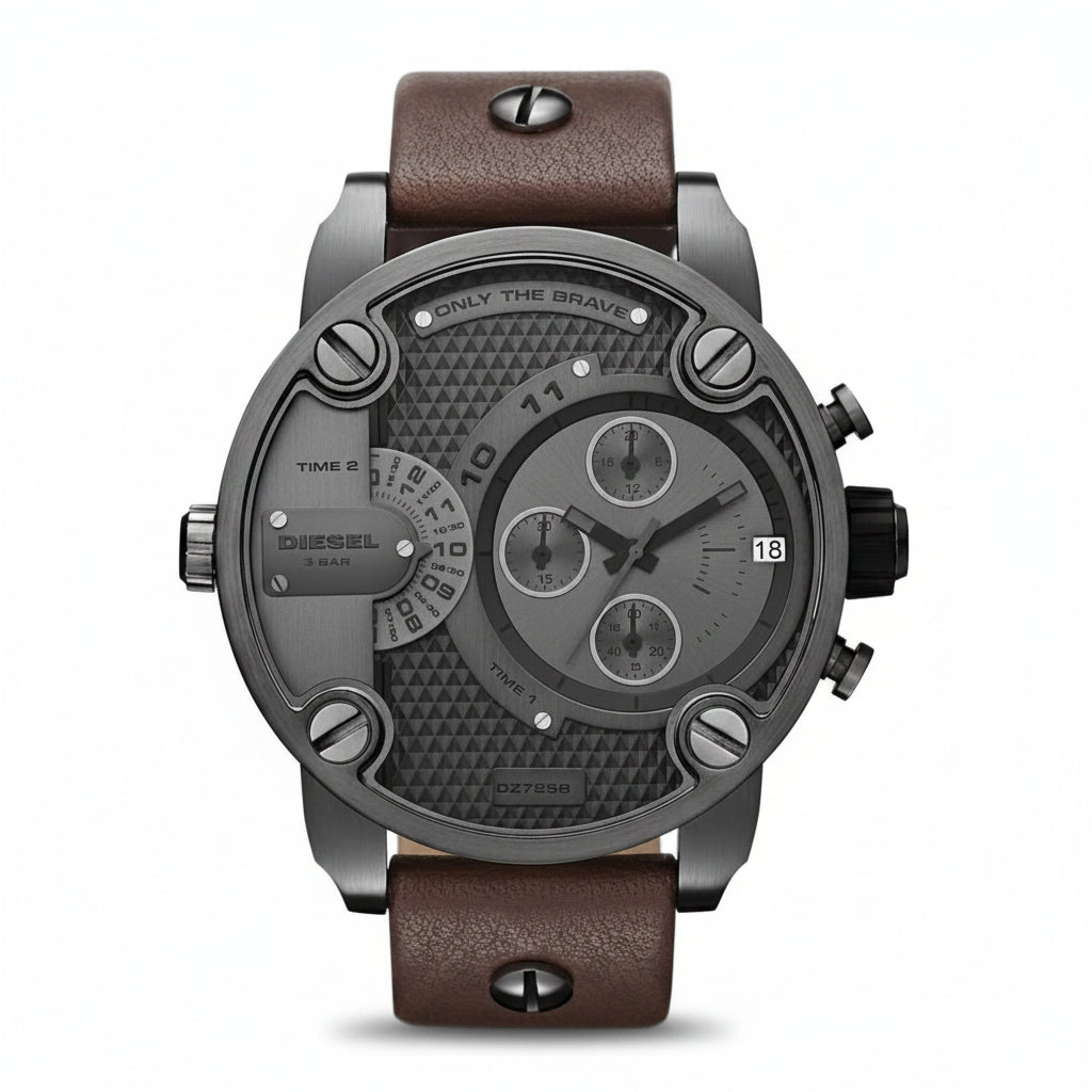 Diesel DZ7258 Dual Time Chronograph with Brown Leather Strap