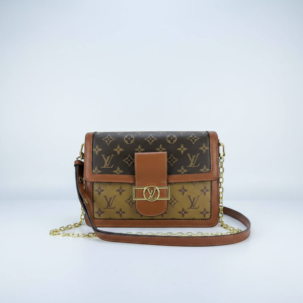 Monogram Shoulder Bag with Gold Chain Detail