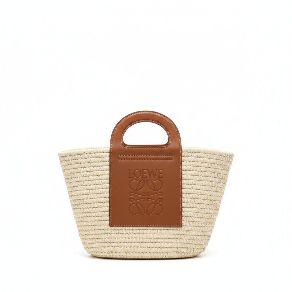 Loewe Woven Leather Trim Shopping Tote