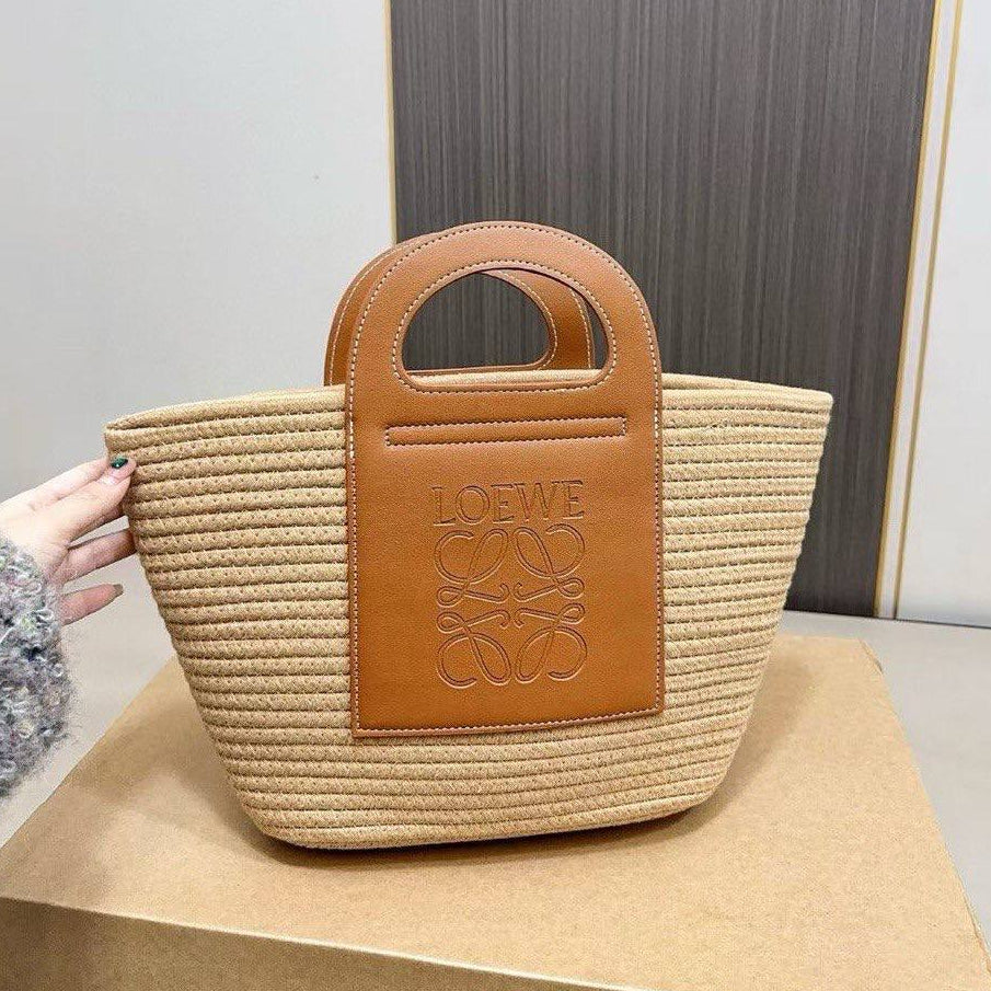 Loewe Woven Leather Trim Shopping Tote
