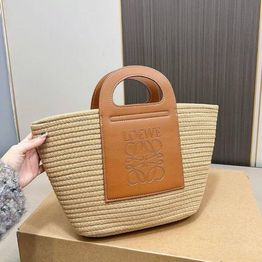 Loewe Woven Leather Trim Shopping Tote