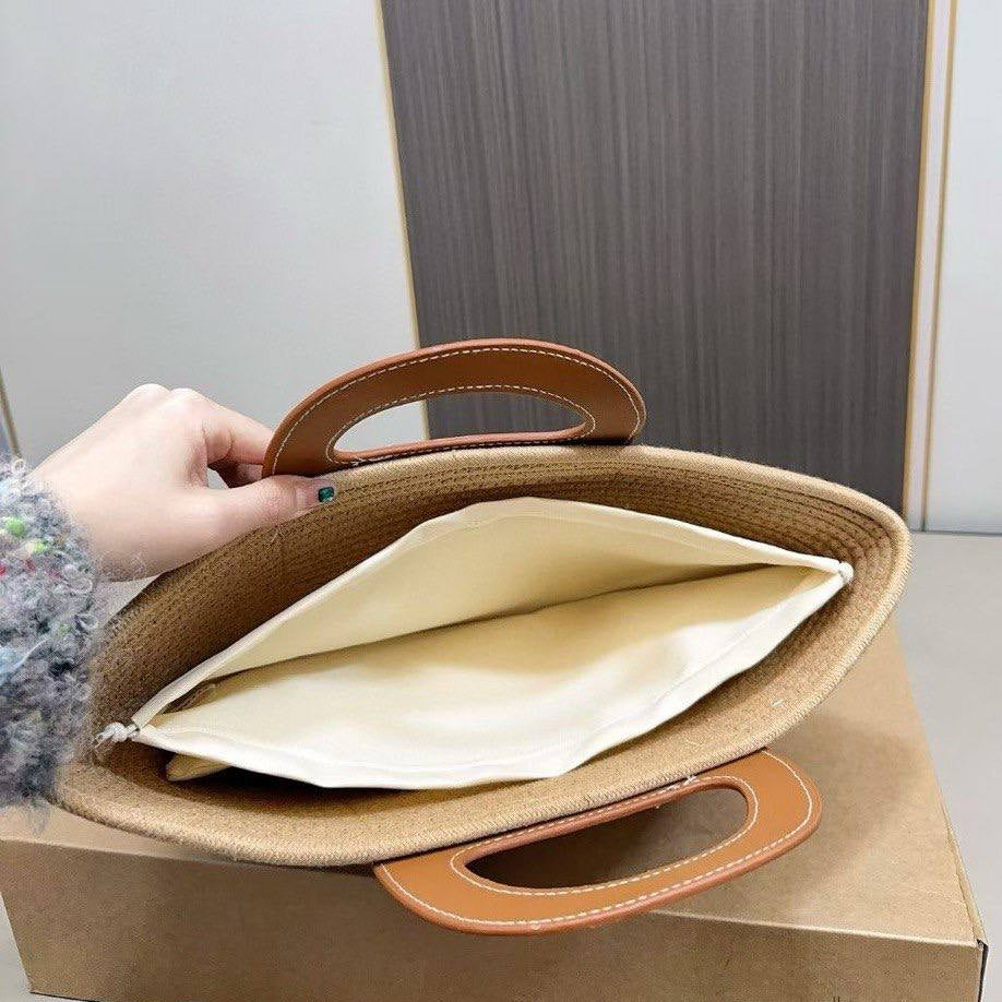 Loewe Woven Leather Trim Shopping Tote