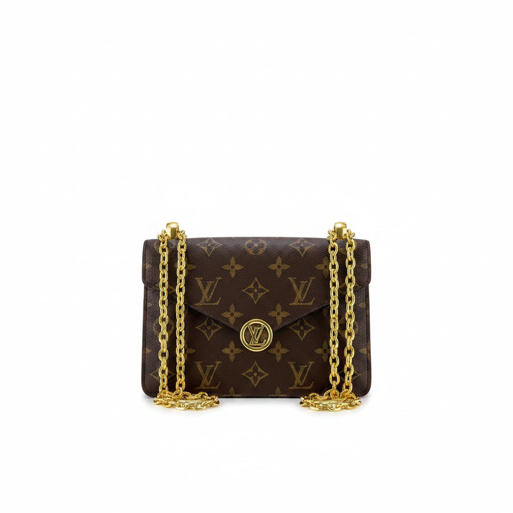 Monogram Luxury Chain Shoulder Bag with Gold Hardware