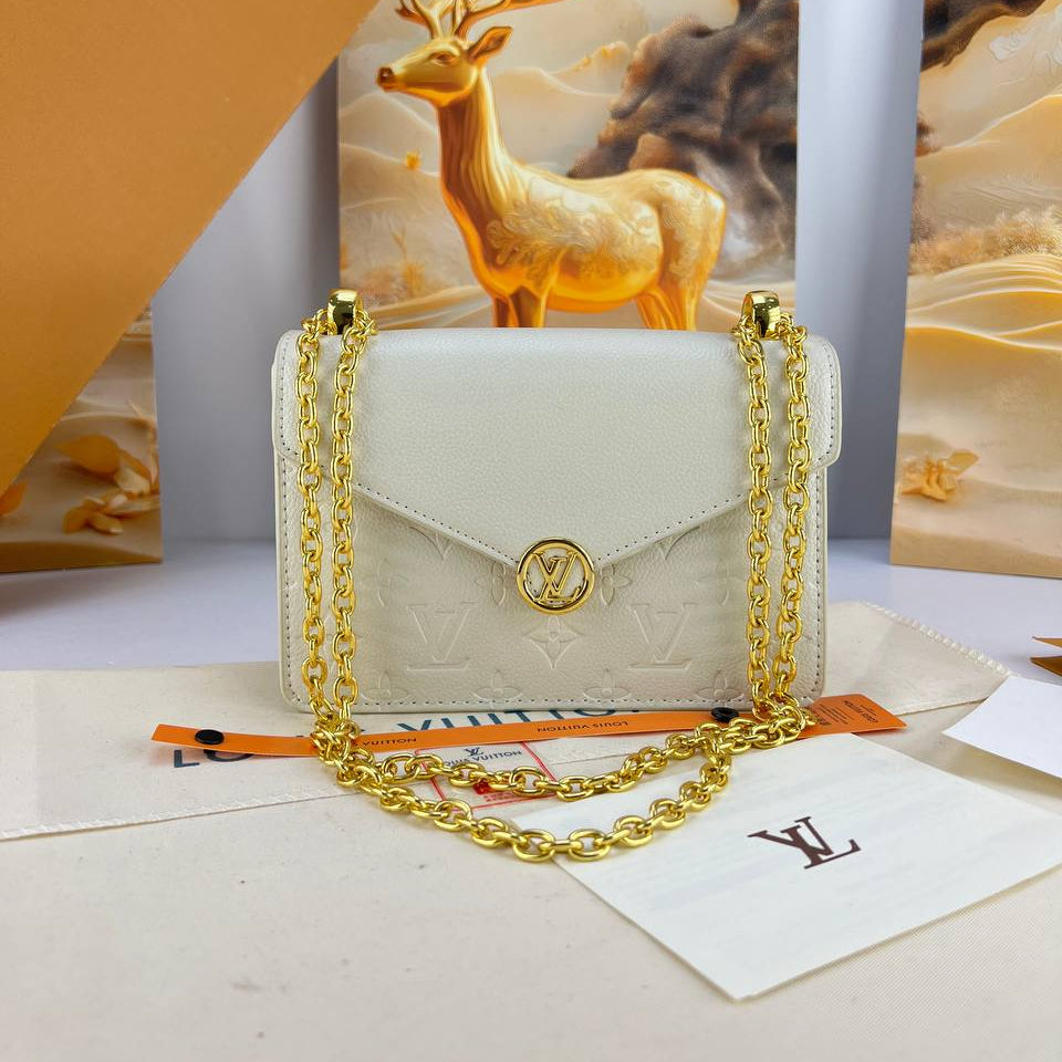 Monogram Luxury Chain Shoulder Bag with Gold Hardware