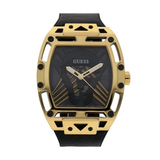 Guess Gold and Black Architectural Skeleton Watch