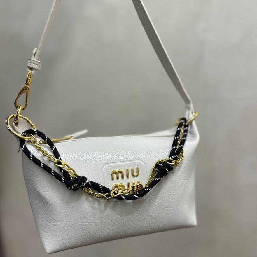 Miu Miu Signature Chain and Rope Detail Shoulder Bag