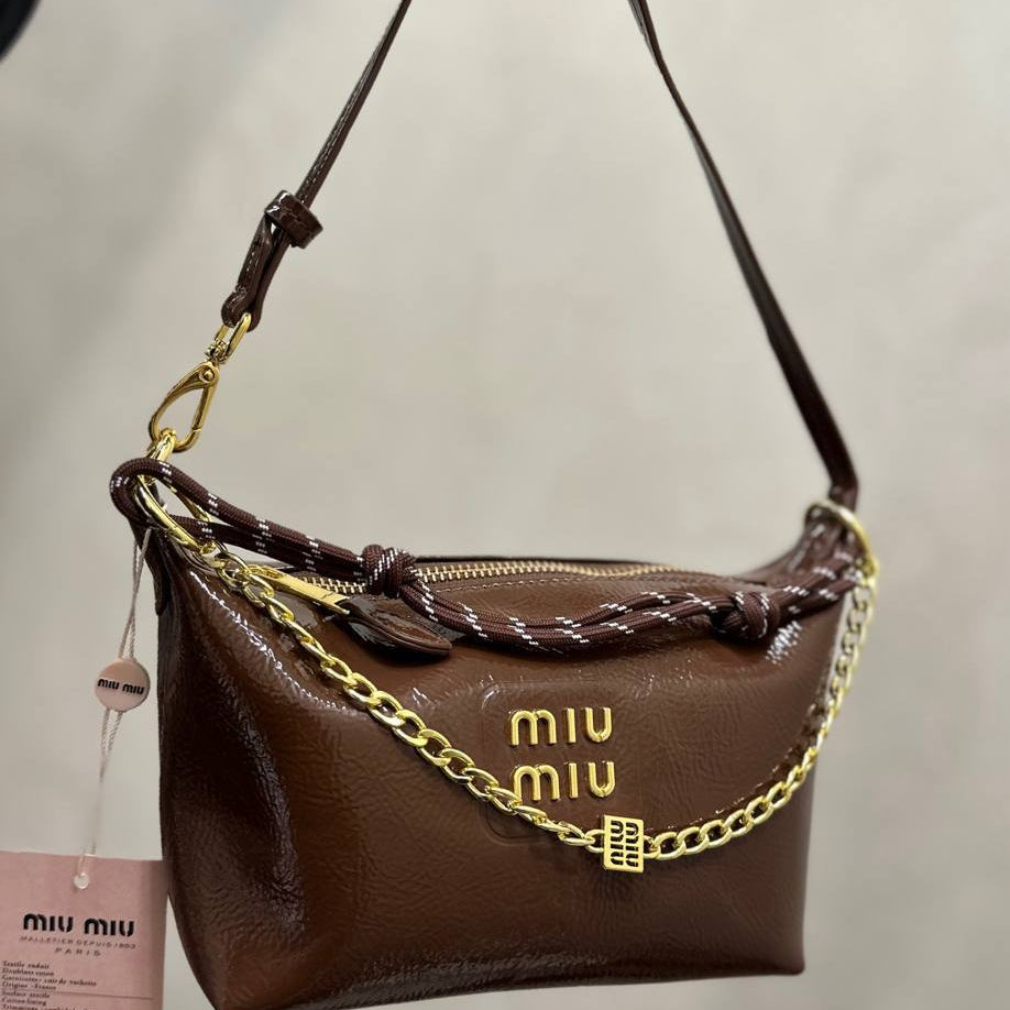 Miu Miu Signature Chain and Rope Detail Shoulder Bag