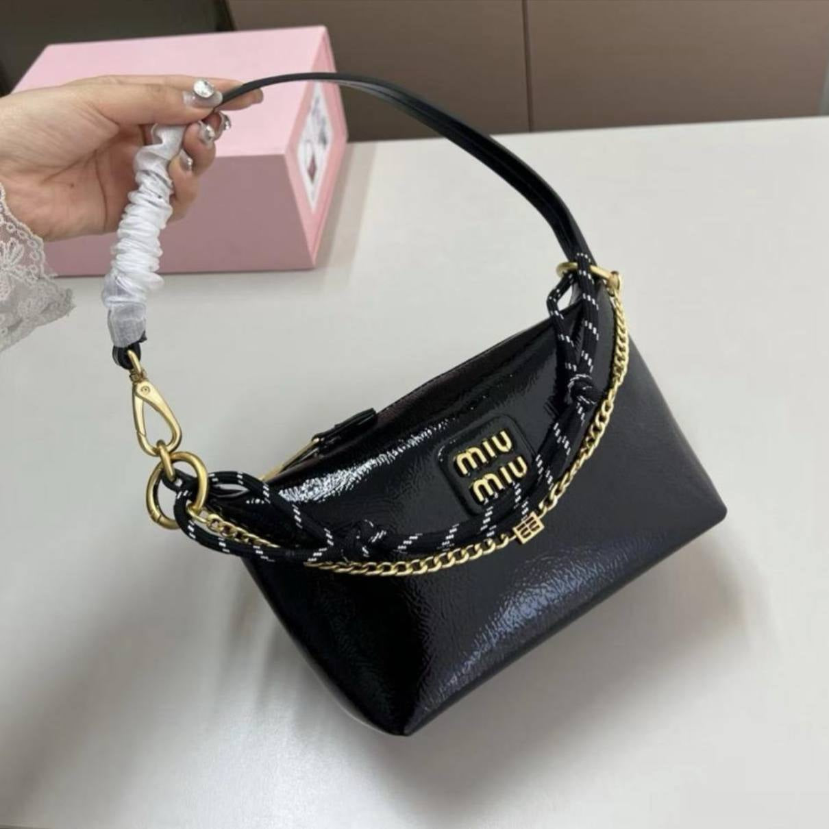 Miu Miu Signature Chain and Rope Detail Shoulder Bag