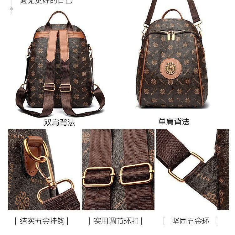 Meixing Patterned Convertible Brown Backpack