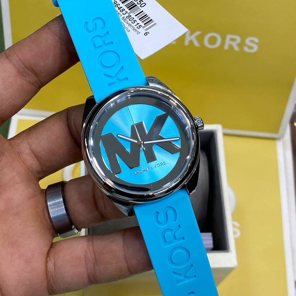 Michael Kors Vibrant Blue Silicone Logo Watch