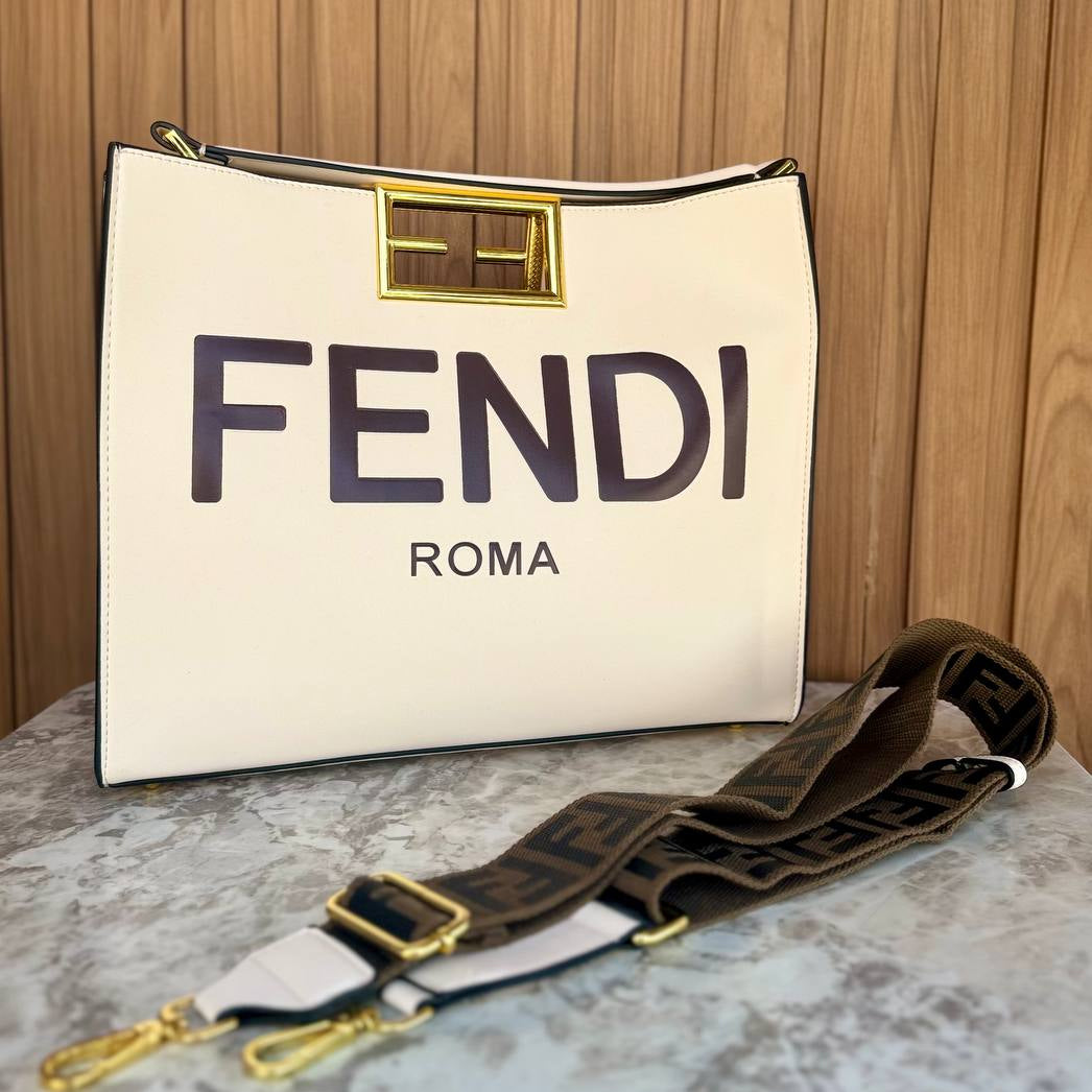 Fendi Roma Handbag with Gold-Tone Hardware
