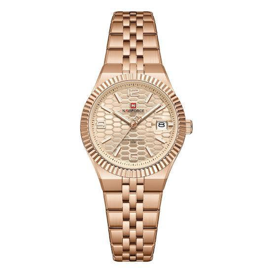 NAVIFORCE Textured Honeycomb Dial Stainless Steel Watch