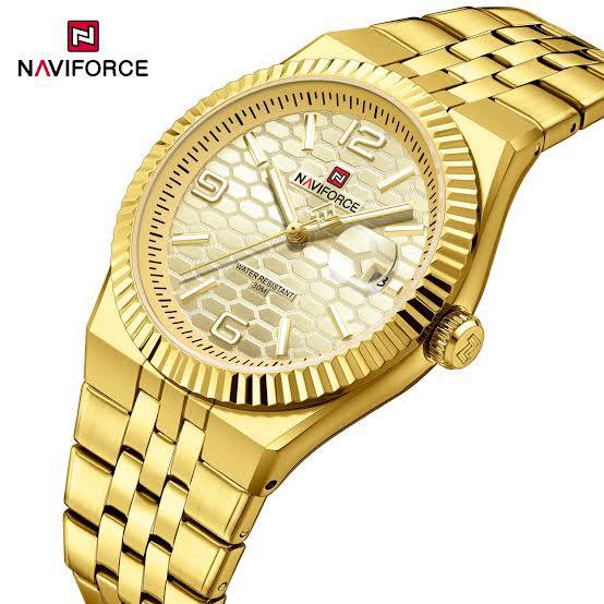 NAVIFORCE Textured Honeycomb Dial Stainless Steel Watch