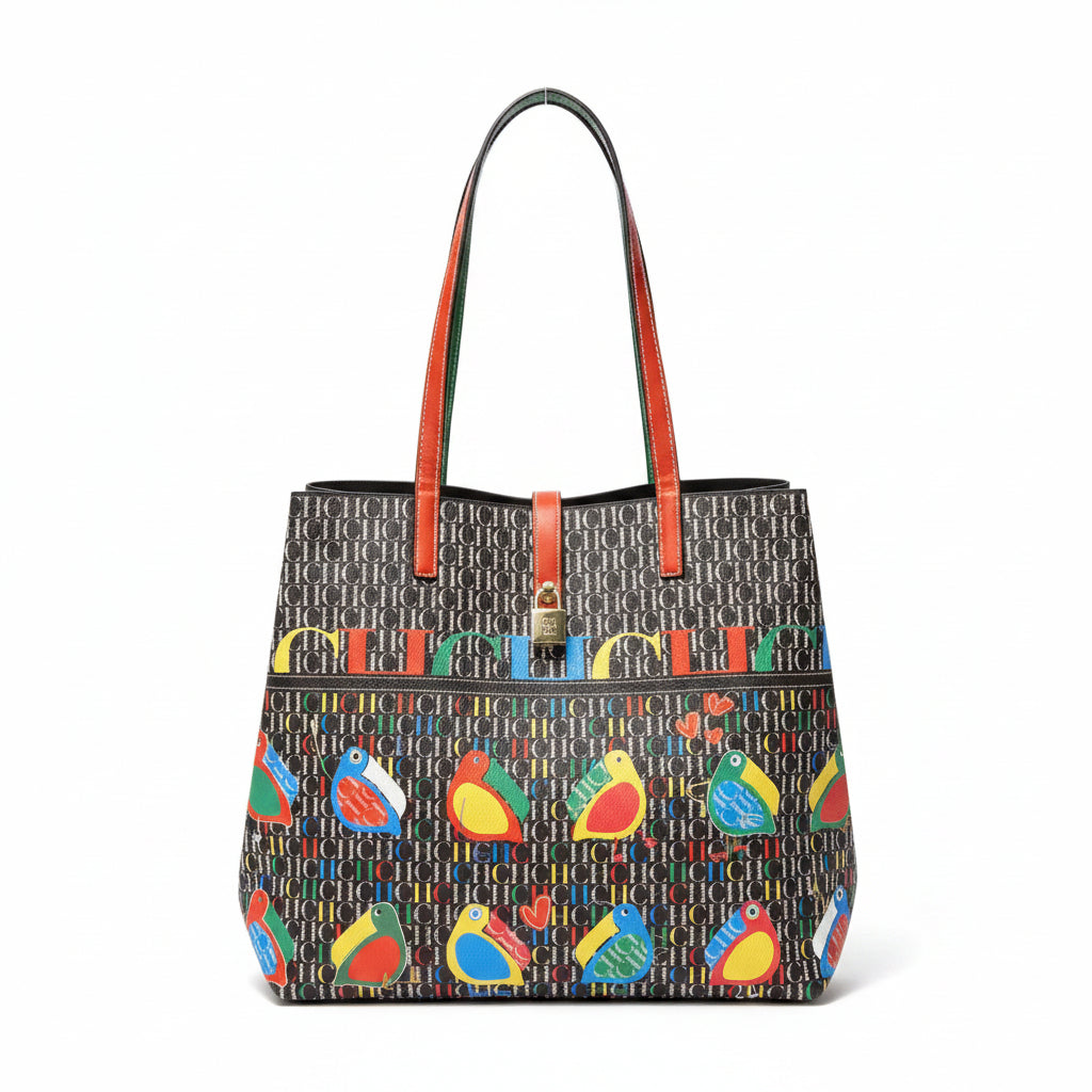 CH Patterned Bird Print Tote Bag