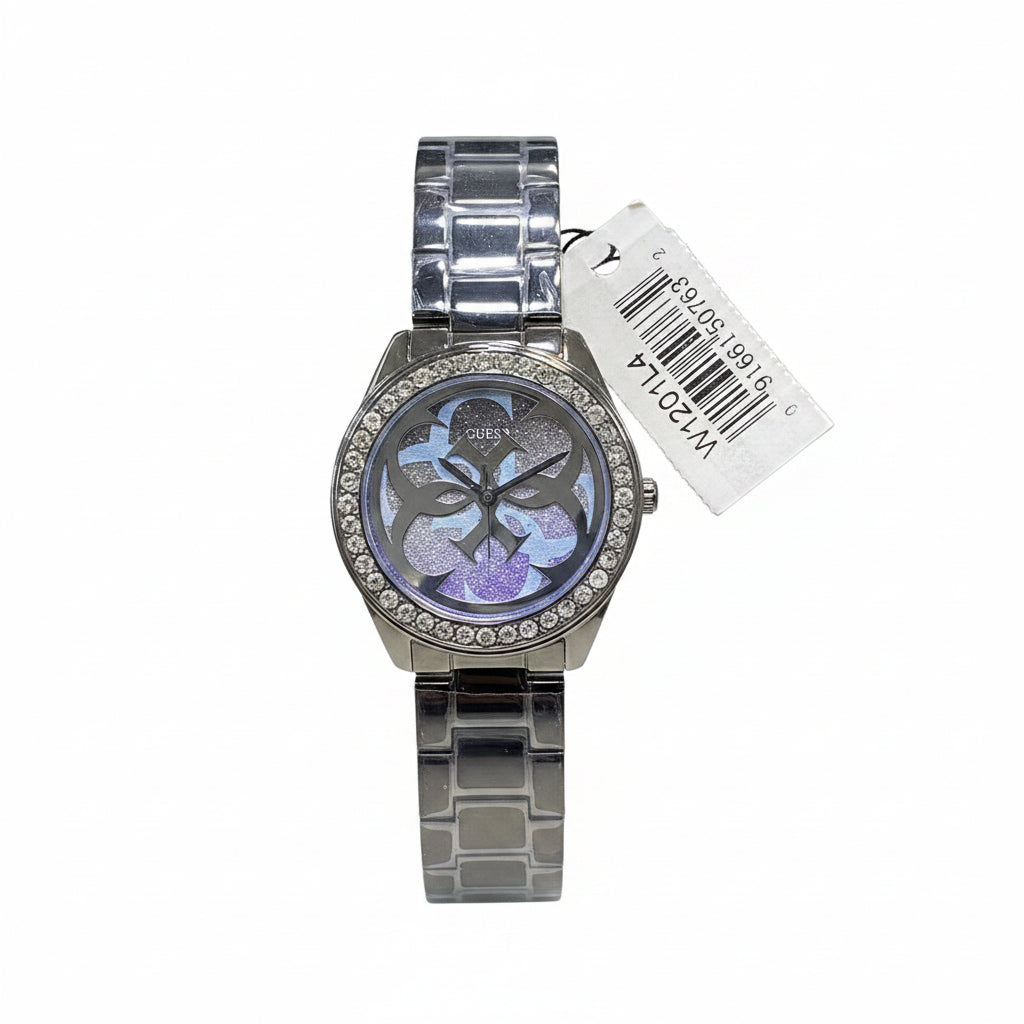 Guess Gold Tone Crystal Bezel Animal Print Dial Watch