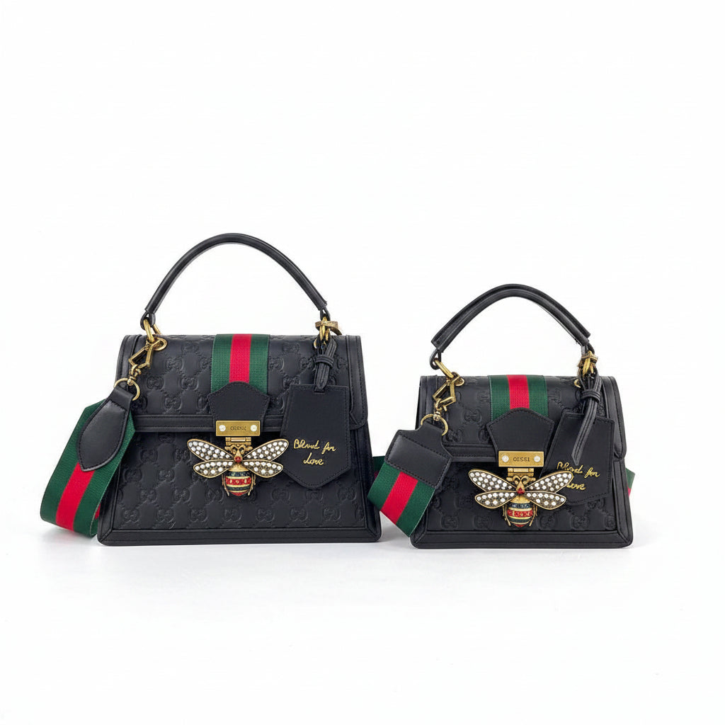 Gucci Bee Emblem Handbag with Signature Web Stripe