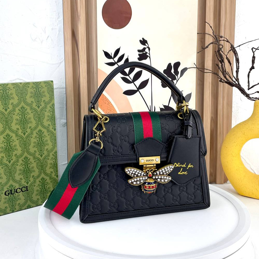 Gucci Bee Emblem Handbag with Signature Web Stripe