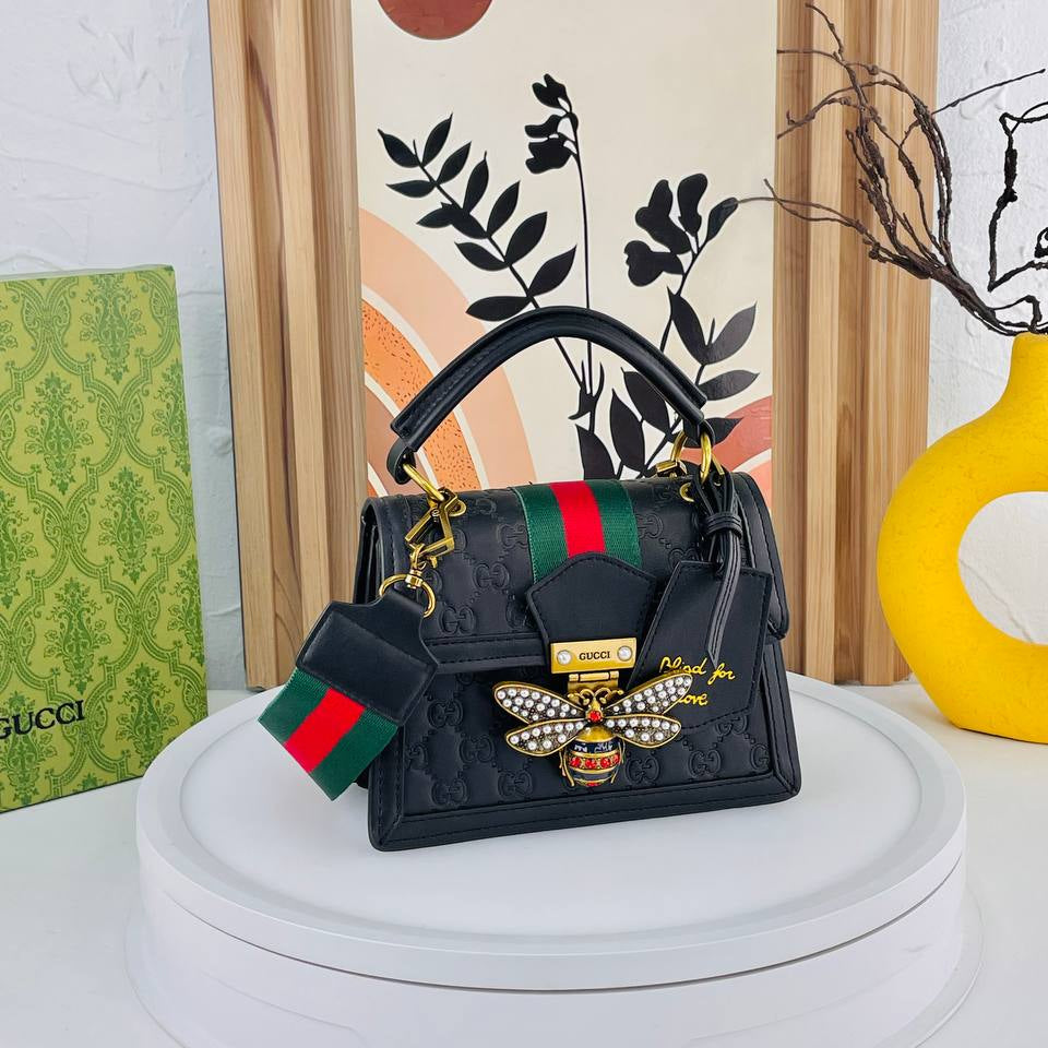 Gucci Bee Emblem Handbag with Signature Web Stripe