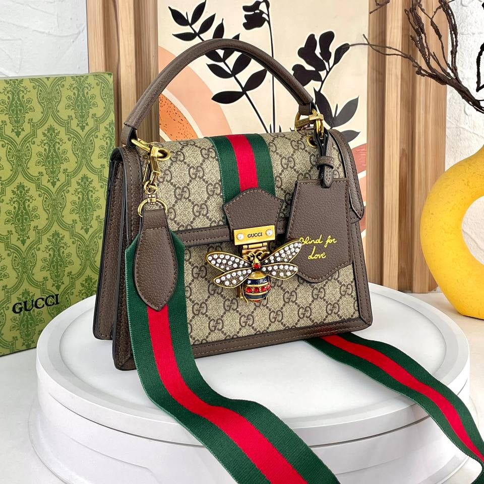Gucci Bee Emblem Handbag with Signature Web Stripe