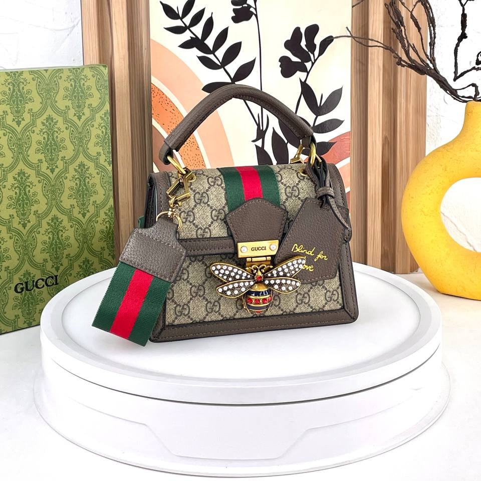 Gucci Bee Emblem Handbag with Signature Web Stripe