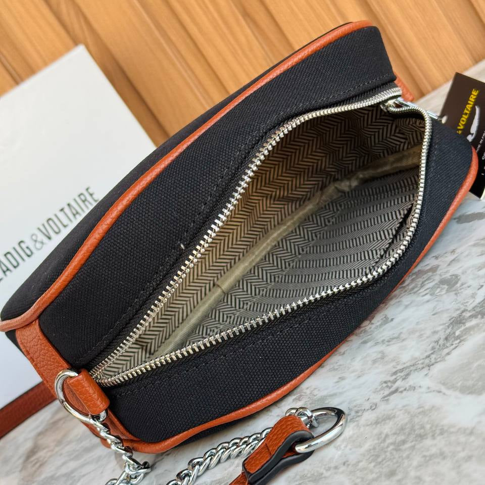 Zadig & Voltaire Canvas Crossbody with Chain Strap