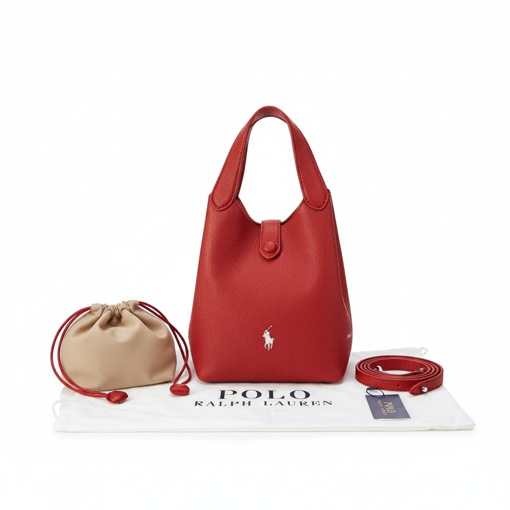 Polo Ralph Lauren Red Soft Leather Crossbody Handbag