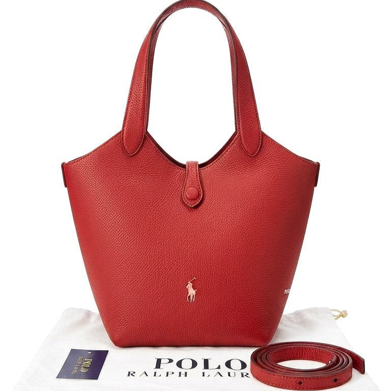 Polo Ralph Lauren Red Soft Leather Crossbody Handbag
