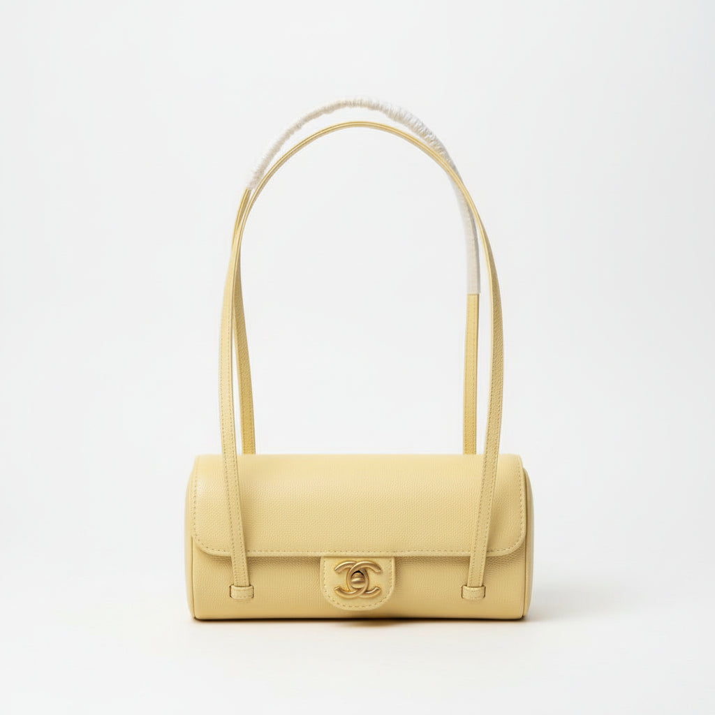 Chanel Cylinder Shoulder Bag with Gold Tone CC Hardware