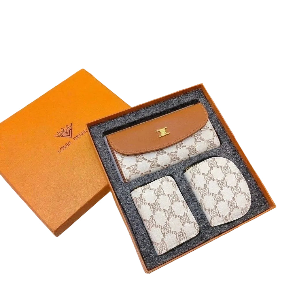 Louie Denis Monogram Wallet and Card Holder Gift Set
